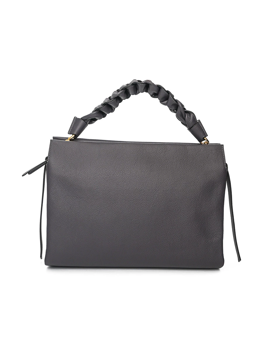 Сумка-кроссбоди серого цвета с ручкой-плетением